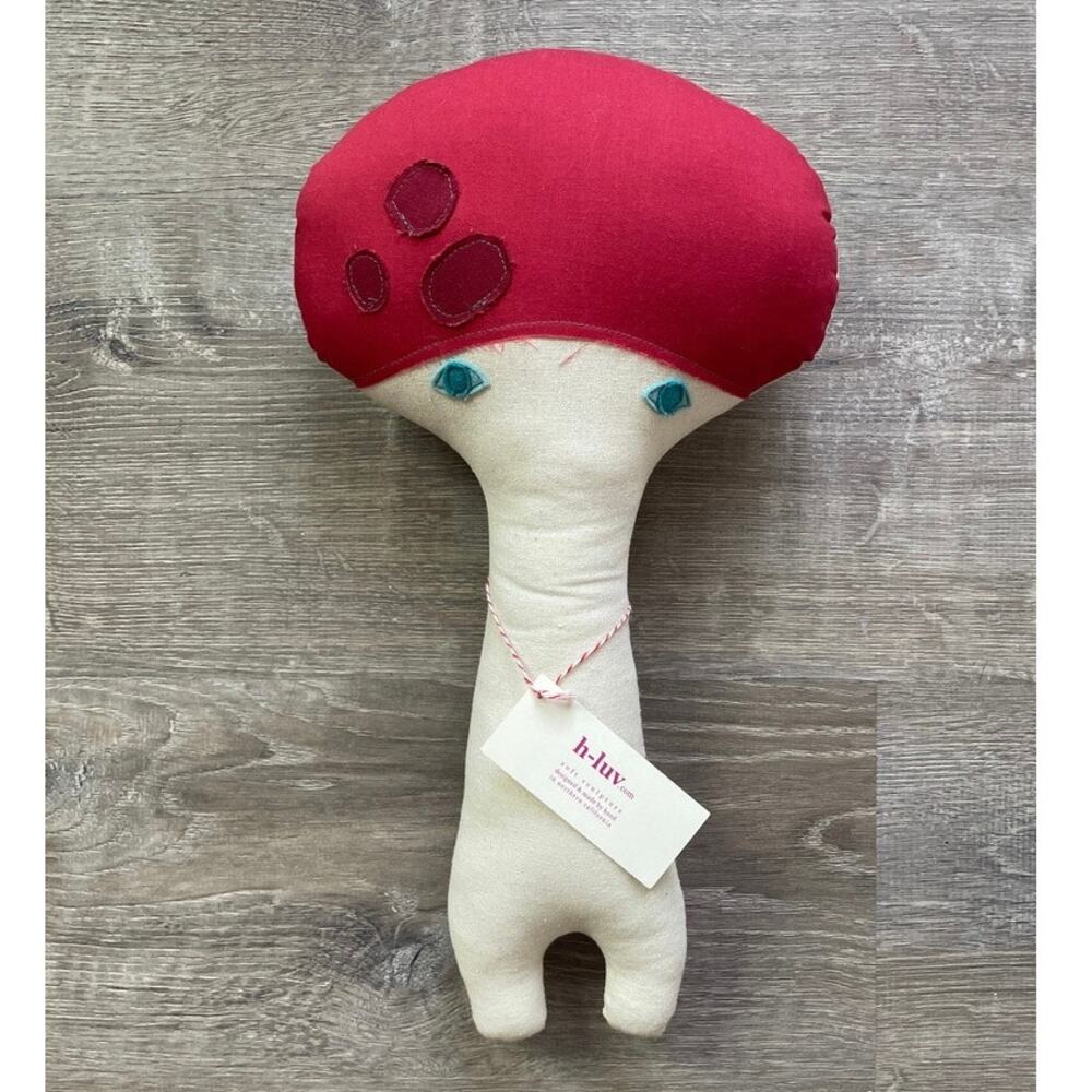 Mushroom Soft Sculpture H LUV "Flora and Henri" Large 16" Handmade Plush Toy